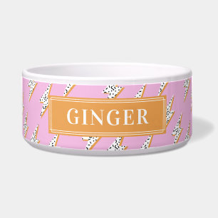 Stellen Sie Ihren Hundenamen Pink Lightning Bolt T Napf