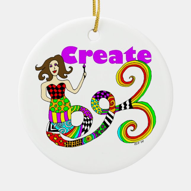 Stellen Sie Meerjungfrau her Keramik Ornament (Vorne)