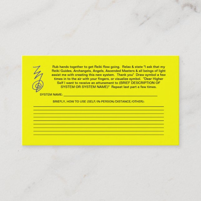 Stellen Sie neue Reiki Systemskarten her Visitenkarte (Vorderseite)
