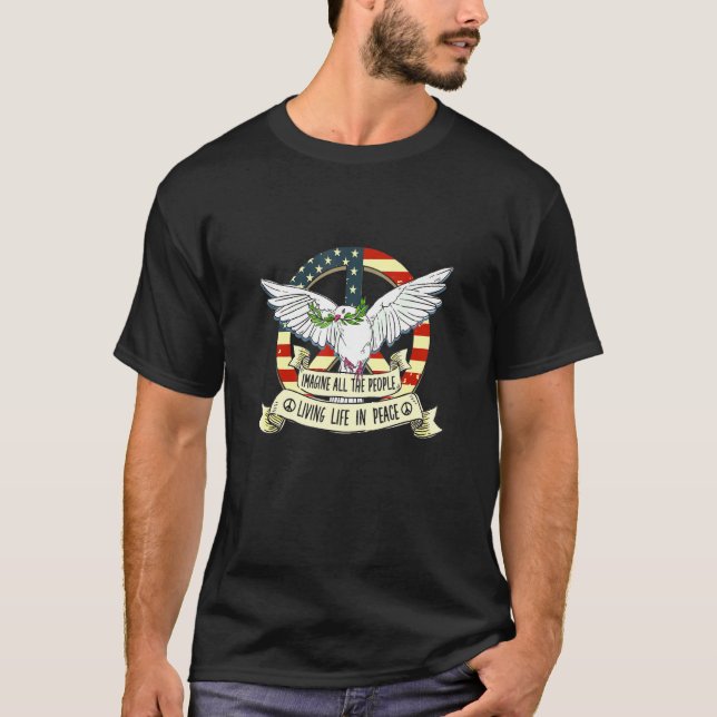 Stellen Sie sich alle Menschen vor, die in Frieden T-Shirt (Vorderseite)