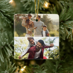 Stellen Sie sich Ihr eigenes 2 Foto Collage Poster Keramikornament
