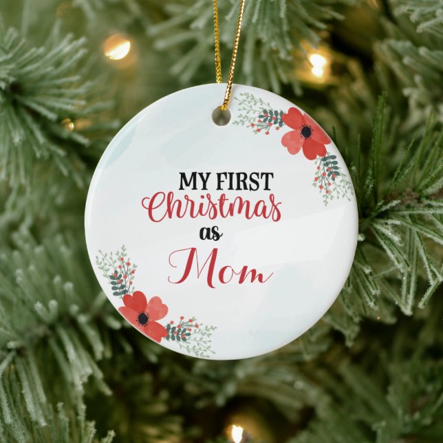 Stellen Sie sich meine ersten Weihnachten als Mama Keramik Ornament (Baum)