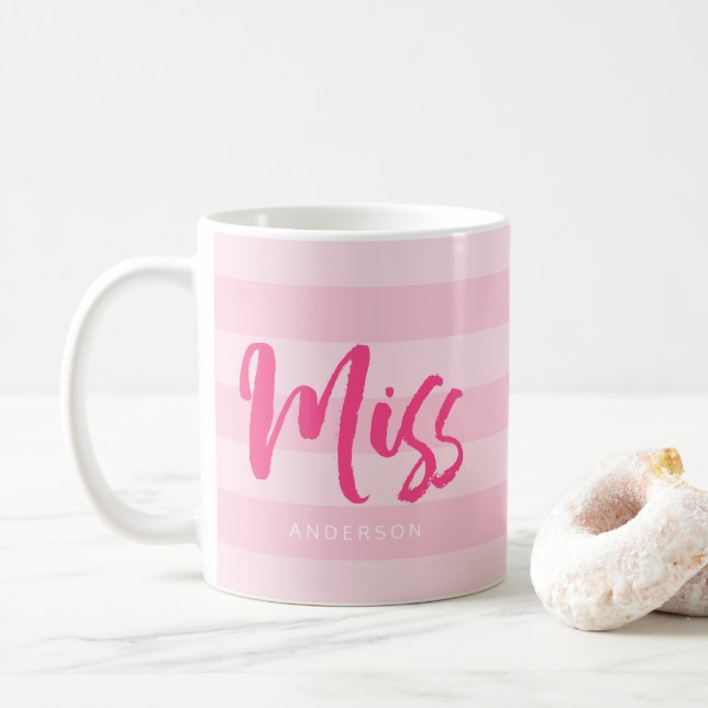 Stellen Sie sich mit dem Namen Miss Preppy Pink St Kaffeetasse (Mit Donut)