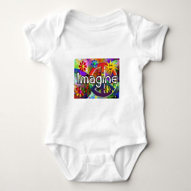 "Stellen Sie sich" Psychadelic Siebzigerjahre Baby Strampler (Vorderseite)
