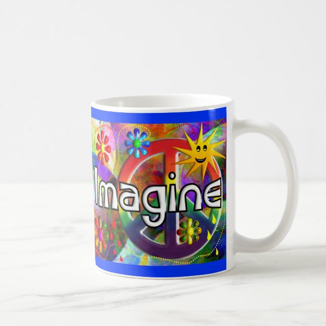 "Stellen Sie sich" Psychadelic Siebzigerjahre Kaffeetasse (Rechts)