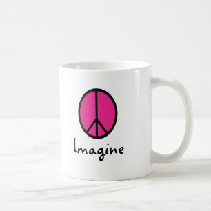 Stellen Sie sich ROSA FRIEDENSsymbol vor Kaffeetasse