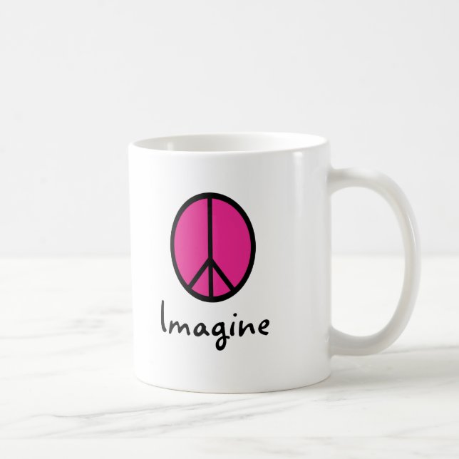 Stellen Sie sich ROSA FRIEDENSsymbol vor Kaffeetasse (Rechts)