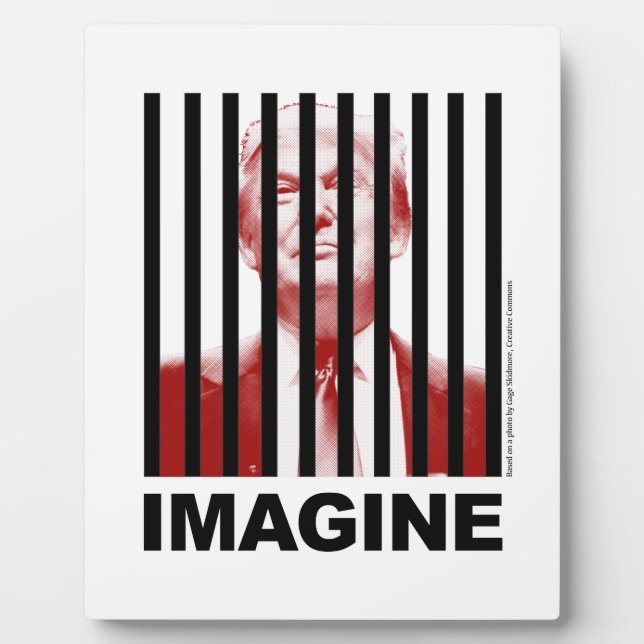 Stellen Sie sich Trump Behind Bars vor Fotoplatte (Vorderseite)