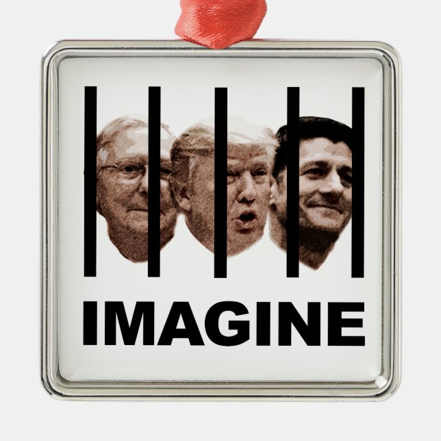Stellen Sie sich Trump, McConnell und Ryan Behind  Silbernes Ornament (Vorne)