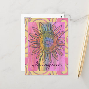 Stellen Sie sich vor Peace Gefärbte Krawatte Blume Postkarte