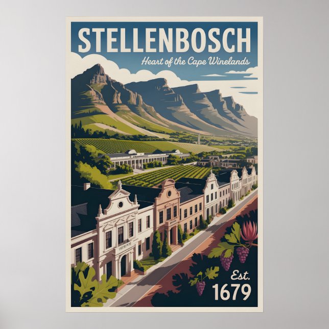 Stellenbosch Südafrika Retro-Reiseposter Poster (Vorne)