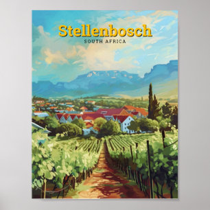Stellenbosch Südafrika Vintage Reise Poster