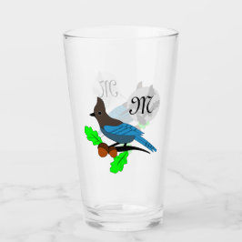 Steller Blue Jay Monogram Glas