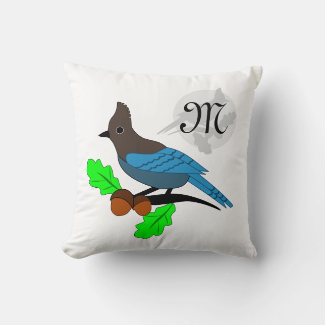 Steller Blue Jay Monogram Kissen (Vorderseite)