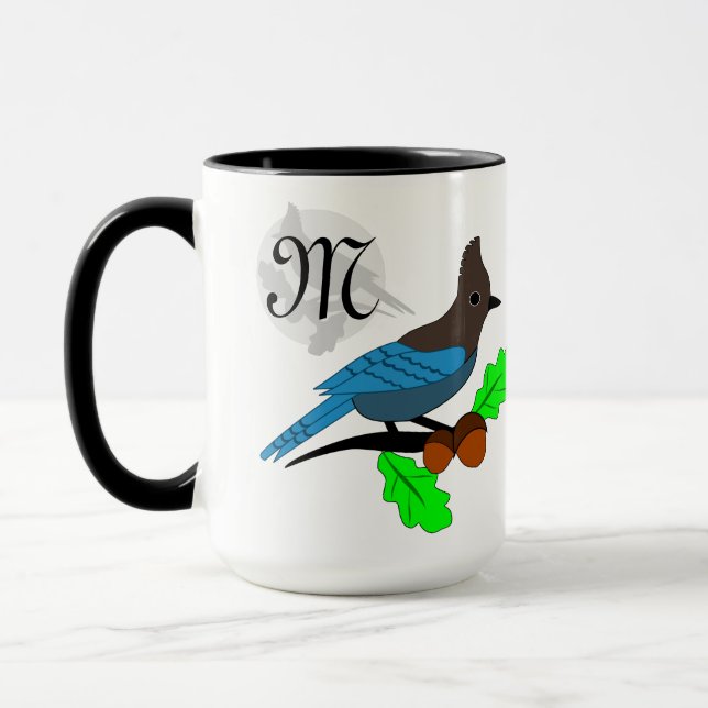 Steller Blue Jay Monogram Tasse (Links)