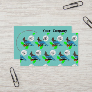 Steller Blue Jay Monogram Visitenkarte