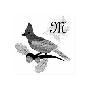 Steller Blue Jay Monogramm Gummistempel