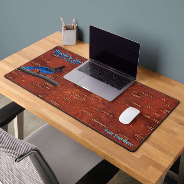 Steller's Jay auf der Barkrinde-Akrylprint Schreibtischunterlage (Büro 2)