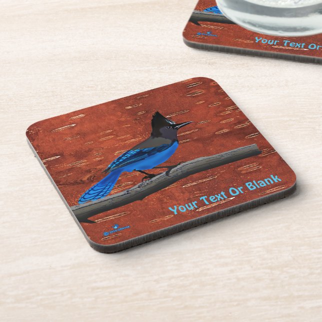 Stellers Jay auf der inneren Birkenhalde Getränkeuntersetzer (Linke Seite)