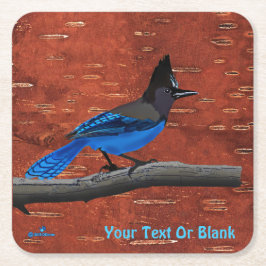 Stellers Jay auf der inneren Birkenhalde Rechteckiger Pappuntersetzer