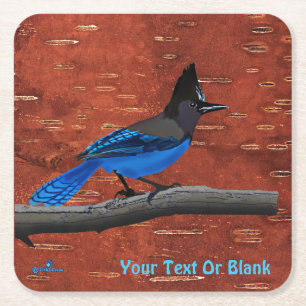 Stellers Jay auf der inneren Birkenhalde Rechteckiger Pappuntersetzer