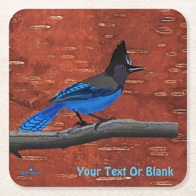 Stellers Jay auf der inneren Birkenhalde Rechteckiger Pappuntersetzer (Vorderseite)