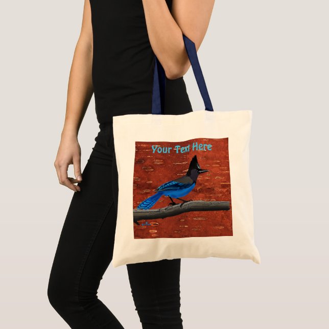 Stellers Jay auf der inneren Birkenhalde Tragetasche (Vorderseite (Produkt))