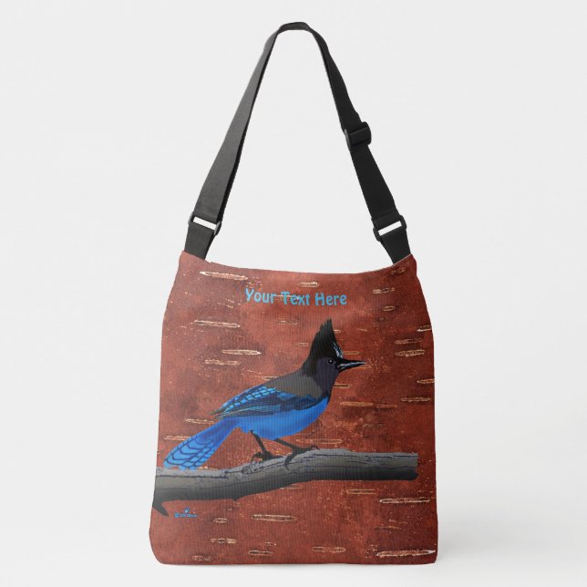 Stellers Jay auf der inneren Birkenhalde Tragetaschen Mit Langen Trägern (Vorderseite)