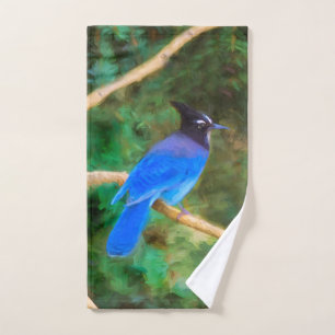 Steller's Jay Painting - Original Bird Art Badhandtuch Set