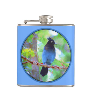 Steller's Jay Painting - Original Bird Art Flachmann