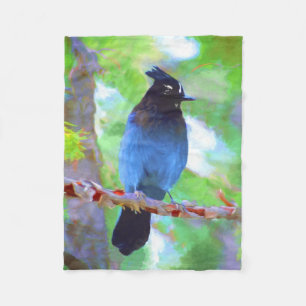 Steller's Jay Painting - Original Bird Art Fleecedecke