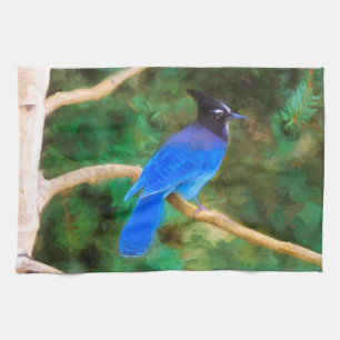Steller's Jay Painting - Original Bird Art Geschirrtuch