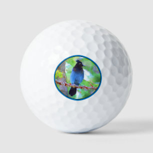 Steller's Jay Painting - Original Bird Art Golfball
