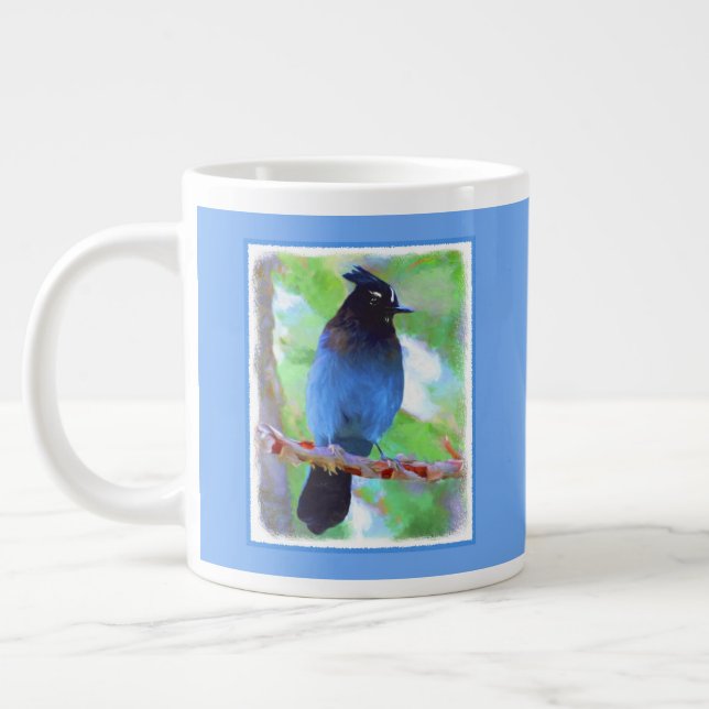 Steller's Jay Painting - Original Bird Art Jumbo-Tasse (Links)
