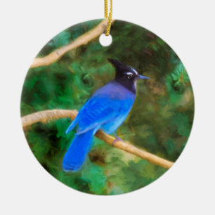 Steller's Jay Painting - Original Bird Art Keramik Ornament