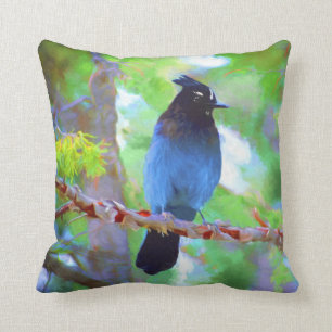 Steller's Jay Painting - Original Bird Art Kissen