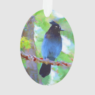 Steller's Jay Painting - Original Bird Art Ornament