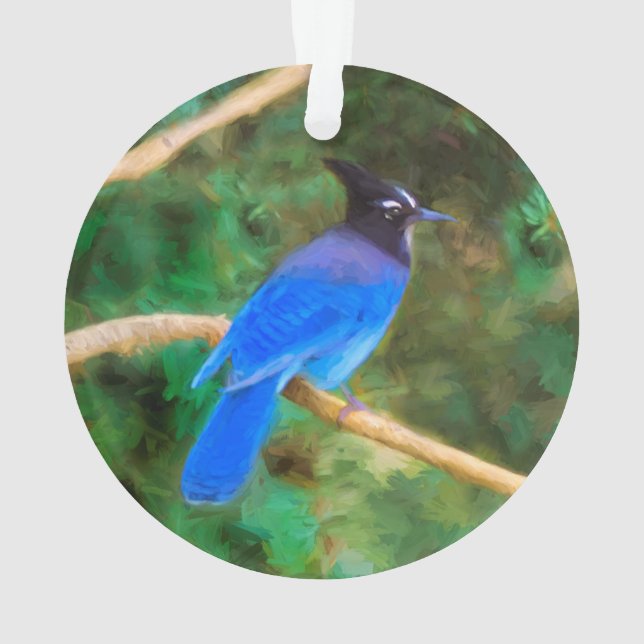 Steller's Jay Painting - Original Bird Art Ornament (Rückseite)