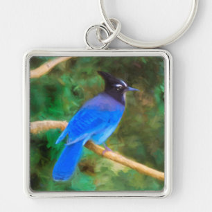 Steller's Jay Painting - Original Bird Art Schlüsselanhänger