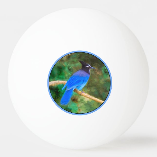 Steller's Jay Painting - Original Bird Art Tischtennisball (Vorderseite)