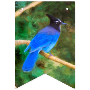 Steller's Jay Painting - Original Bird Art Wimpelkette