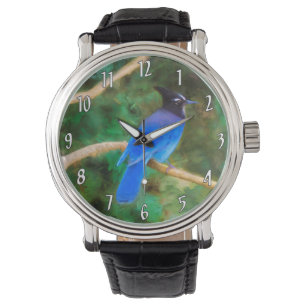 Steller's Jay Painting - Original Wild Bird Art Armbanduhr