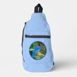 Steller's Jay Painting Original Wild Bird Art Crossbody Bag