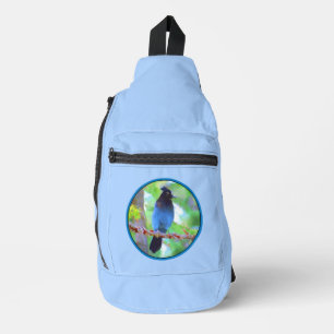 Steller's Jay Painting Original Wild Bird Art Crossbody Bag