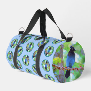 Steller's Jay Painting Original Wild Bird Art Duffle Bag