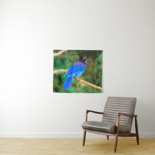 Steller's Jay Painting - Original Wild Bird Art Wandteppich