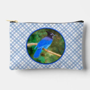 Steller's Jay Painting Original Wild Bird Art Zubehörtasche