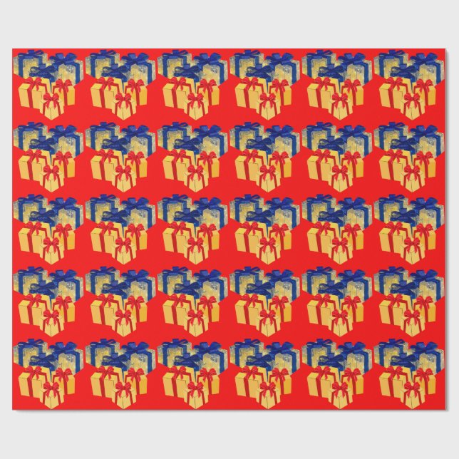 Stellt rotes Wrapping-Papier vor Geschenkpapier (Flach)