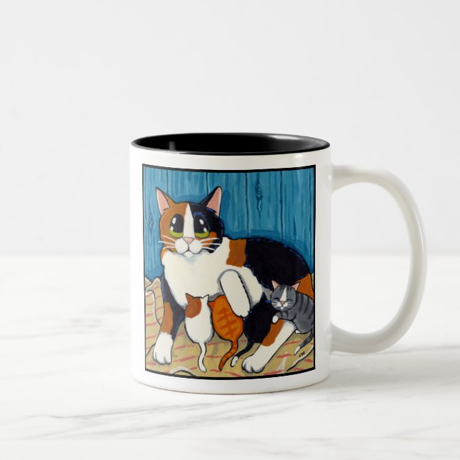 Stellvertretende Katze der Mama-| und Zweifarbige Tasse (Rechts)