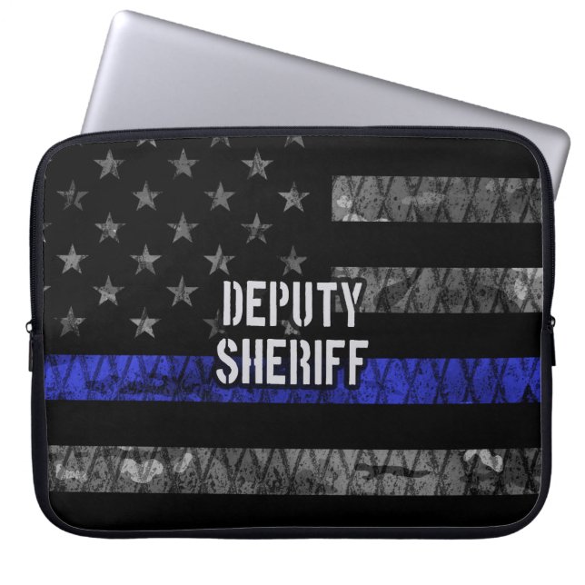 Stellvertretender Sheriff Distressed Flag Laptopschutzhülle (Vorderseite)